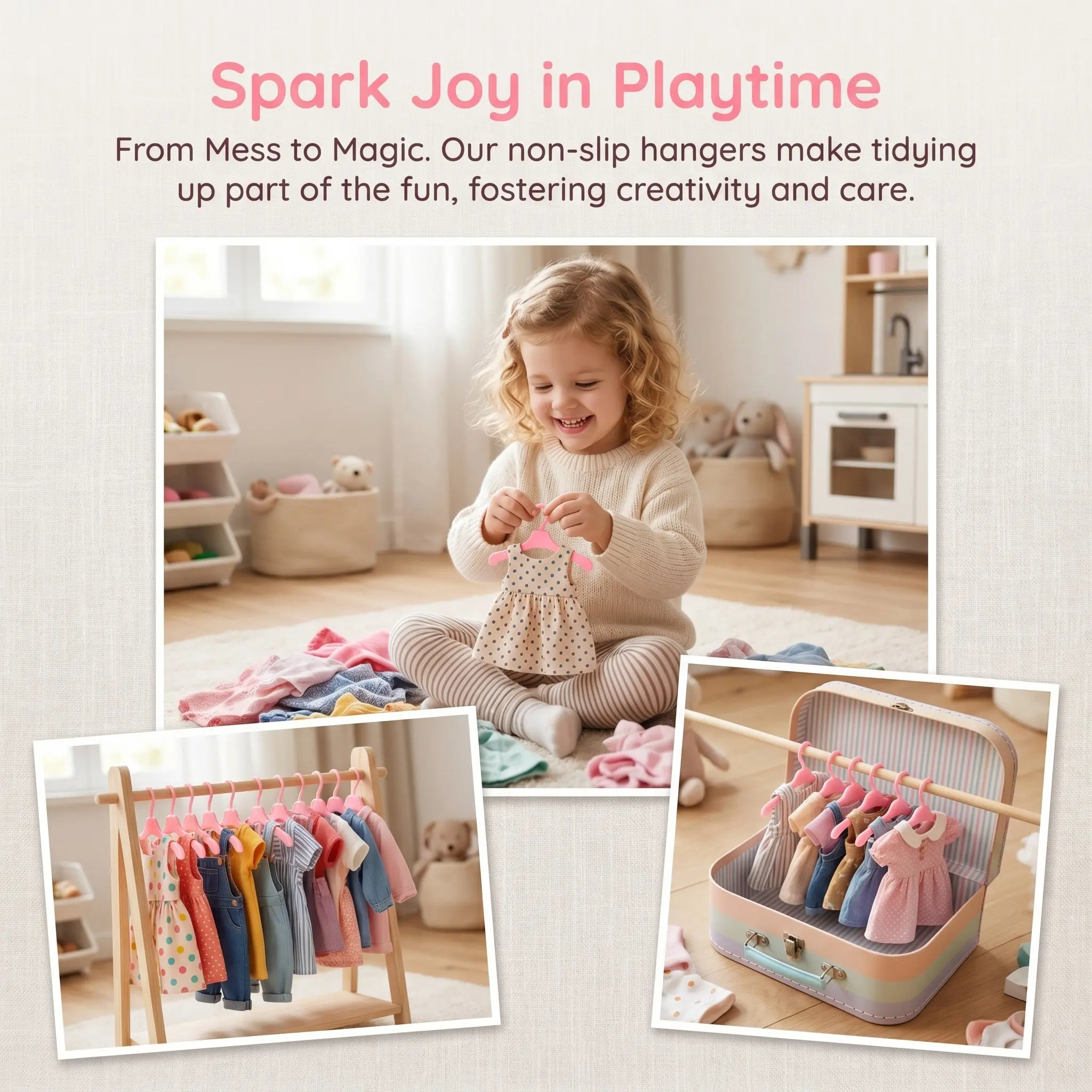50Pcs Plastic Mini Clothes Hangers Dollhouse Accessory Set Sturdy Deformation-Resistant Rack for Sorting Small Outfits Neat