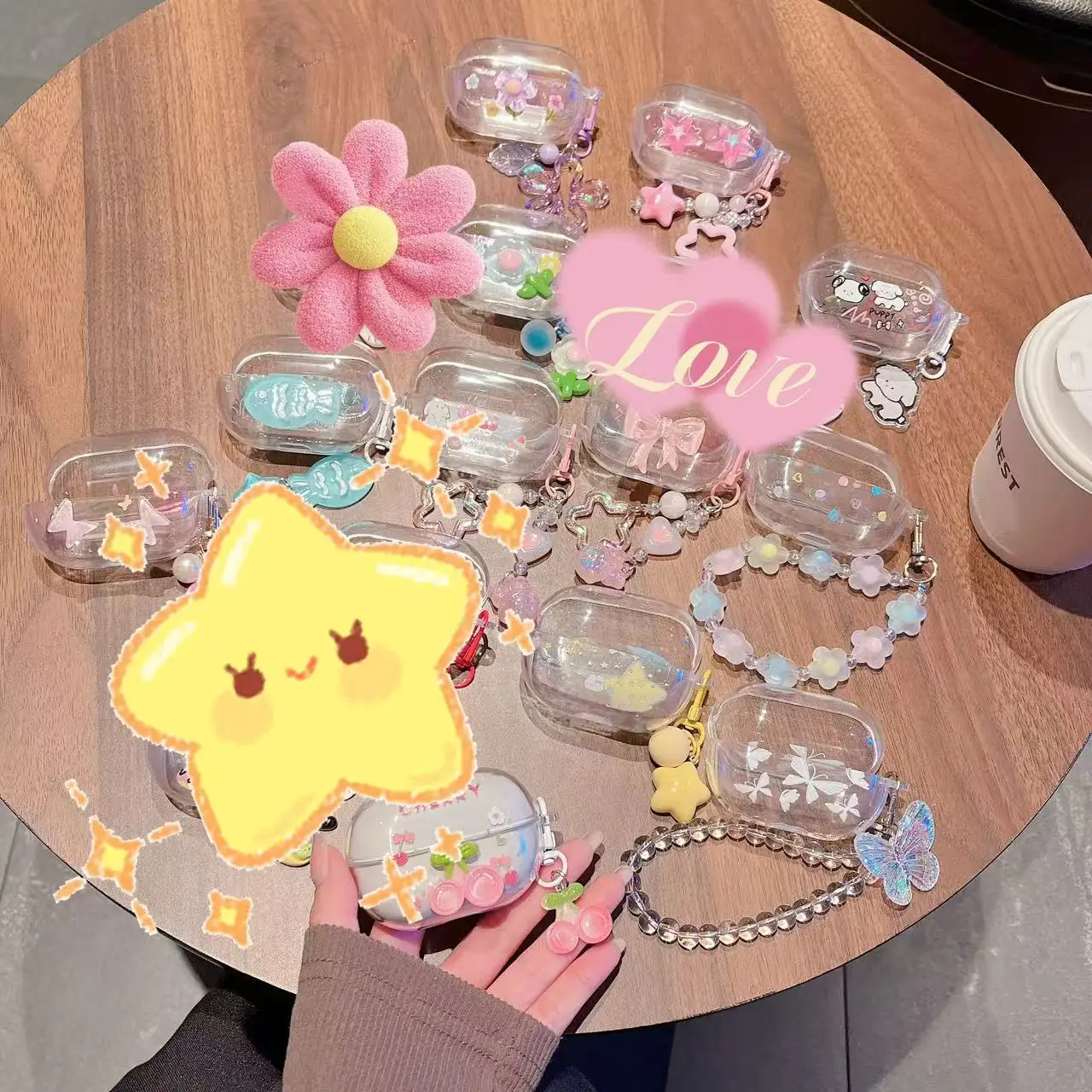 

Suitable for Weak Water Sand Glass MK2 for Huarong LCHSE 2 Pro Earphone Cover Cartoon DIY Butterfly Flower Pendant Trendy