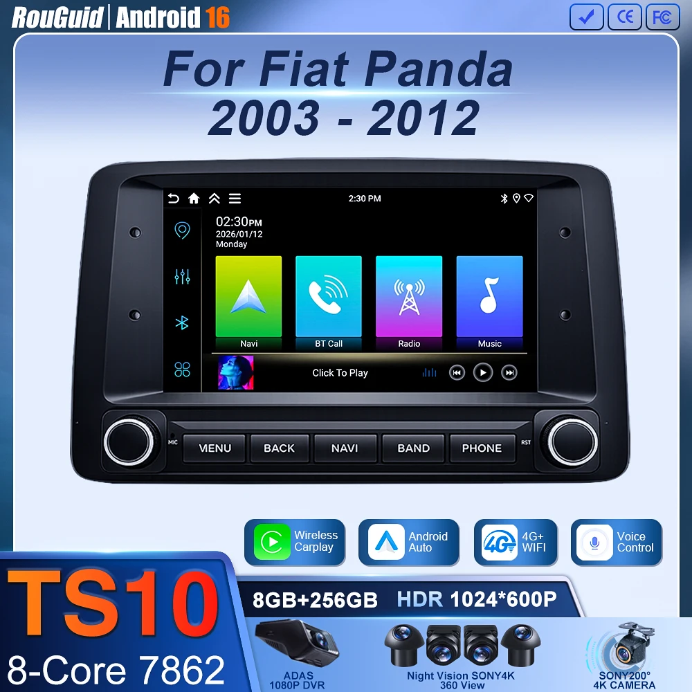 Car Radio Carplay For Fiat Panda 2003 2004 2005 2006 - 2012 Navigation GPS Android Auto Multimedia Player Stereo 4G WiFi BT DVD
