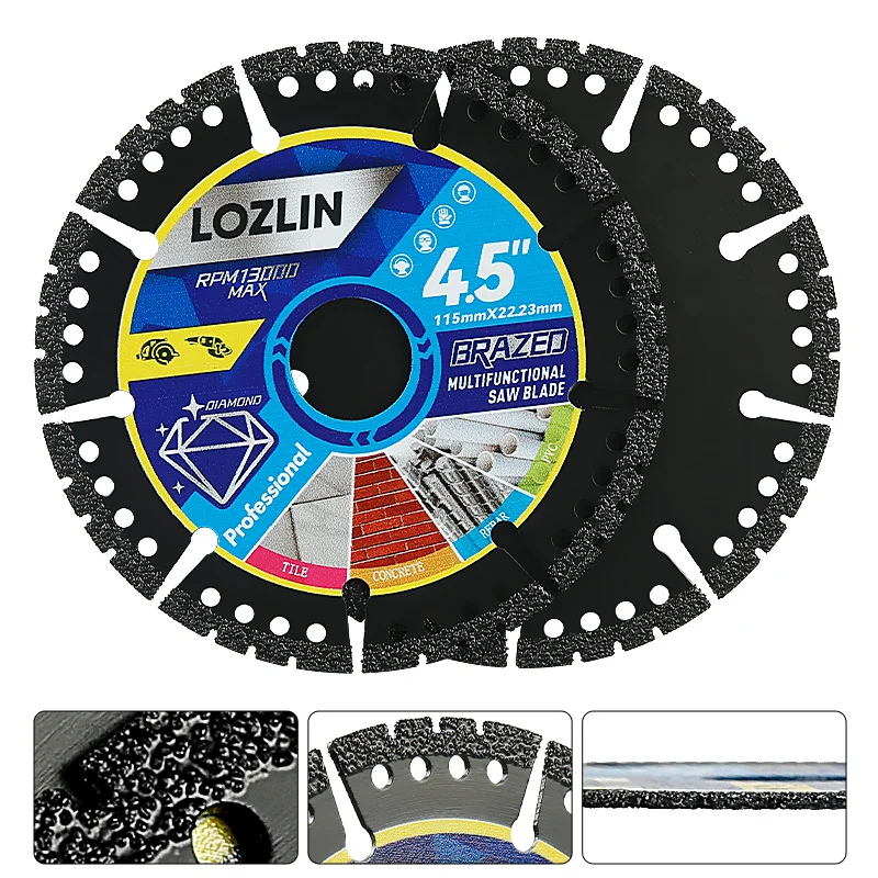 LOZLIN Multi Material Cutting Blades Metal Tile Stone Angle Grinder Saw Blades for Alloy Cast Iron Marble Tool Accessories