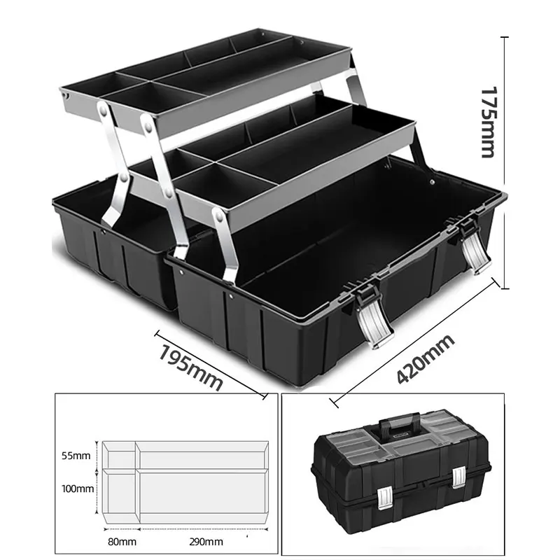 Portable Professional Toolbox Electrician Hardware Garage Storage Tool Organizer Bmx Parts Garage Organizer Tools Case Tray