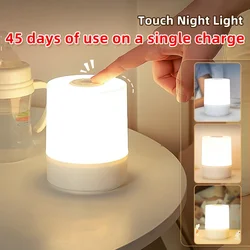 Night Lamp USB LED Table With Switch Rechargeable Dimmable Night Light For Kitchen Hallway Closet Bedroom Home Touch Night Light
