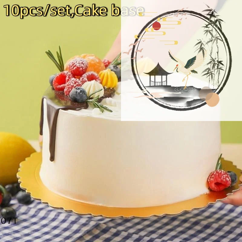 10 Pcs Cake Boards With White Golden Cake Rings, Cardboard With 6/8/10/12 Inch Cake Base, Suitable For Baking Cakes