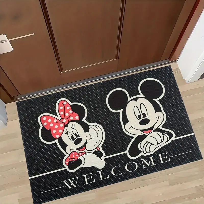 MINISO Disney Mickey & Minnie Welcome Door Mat Non-Slip Entrance Rug for Living Room Bedroom Kitchen Laundry Indoor Outdoor Mat