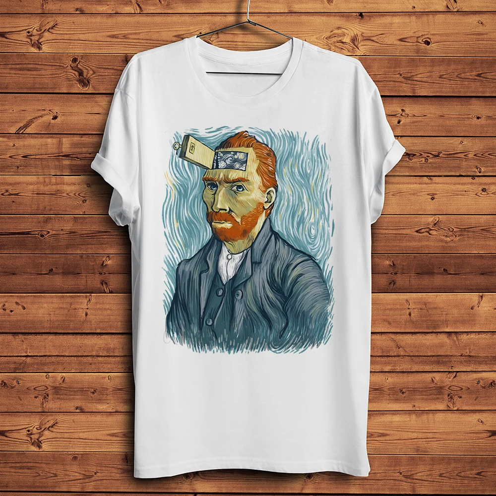 Van Gogh thought Brain Door Funny Anime TShirt men Short Sleeve breathable T Shirt homme Unisex Streetwear Tee