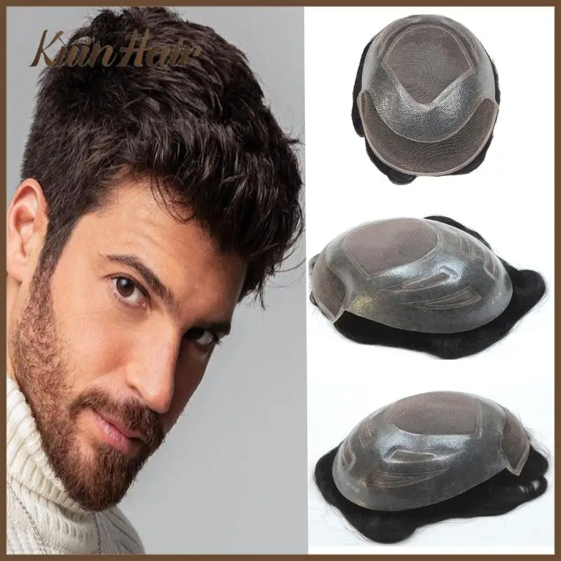 

VERSALITE Men Toupee Swiss Lace&PU Breathable 100% Indian Remy Human Hair Natural Hairline Hairpiece Men's Capillary Prosthesis