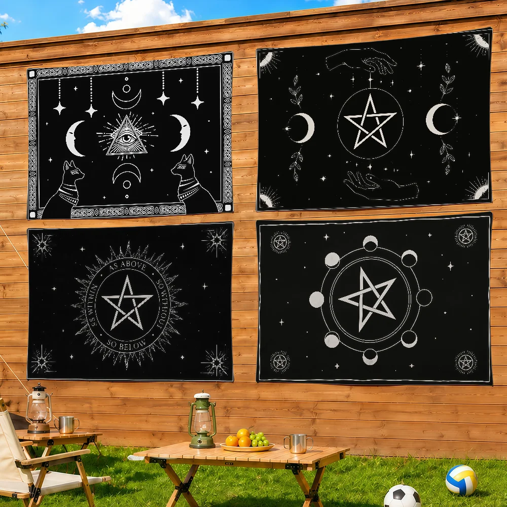 Tarot Moon Phase Sun Flowers Flag Decorative Home Yard & Garden Decor Banner - Indoor Outdoor Wall Hanging Flag