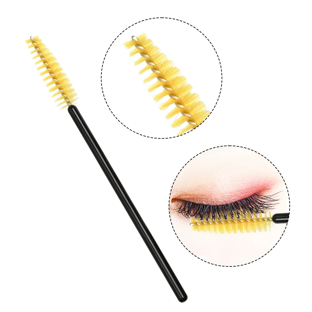 50 Pcs/Set Six Colors Disposable Mascara Wands Mini Lashes Brushes Mascara Applicator  Micro Spoolie Brushes for Eye Lash