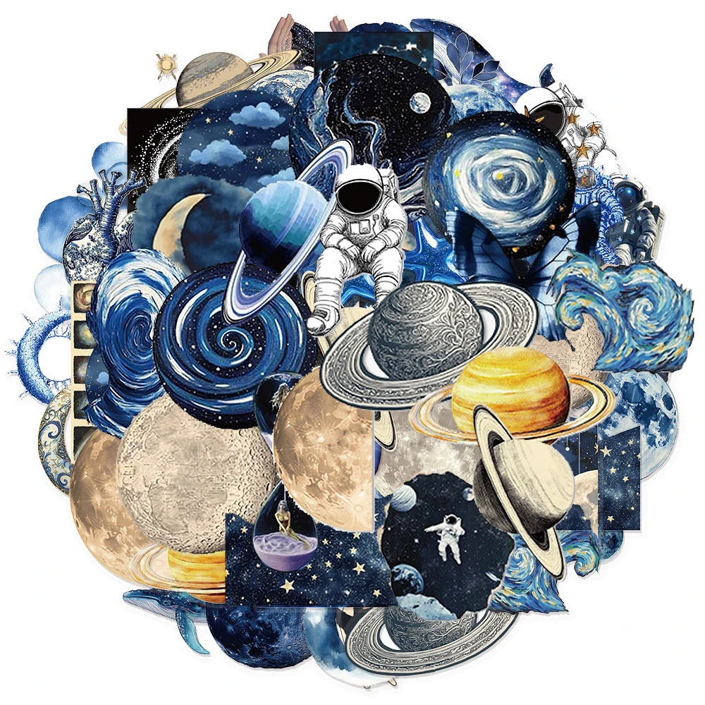 

10/30/50pcs Cute Cartoon Space Astronaut Planet Aesthetic Stickers Decals DIY Laptop Phone Fridge Decoration Sticker for Kid Toy