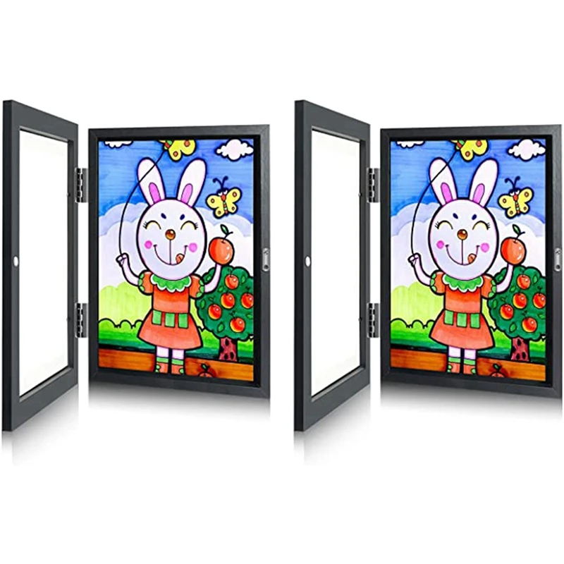 

Front Opening And Interchangeable Picture Displays For Arts, Crafts, Paintings, Hanging Pictures (Black 2-Pack)