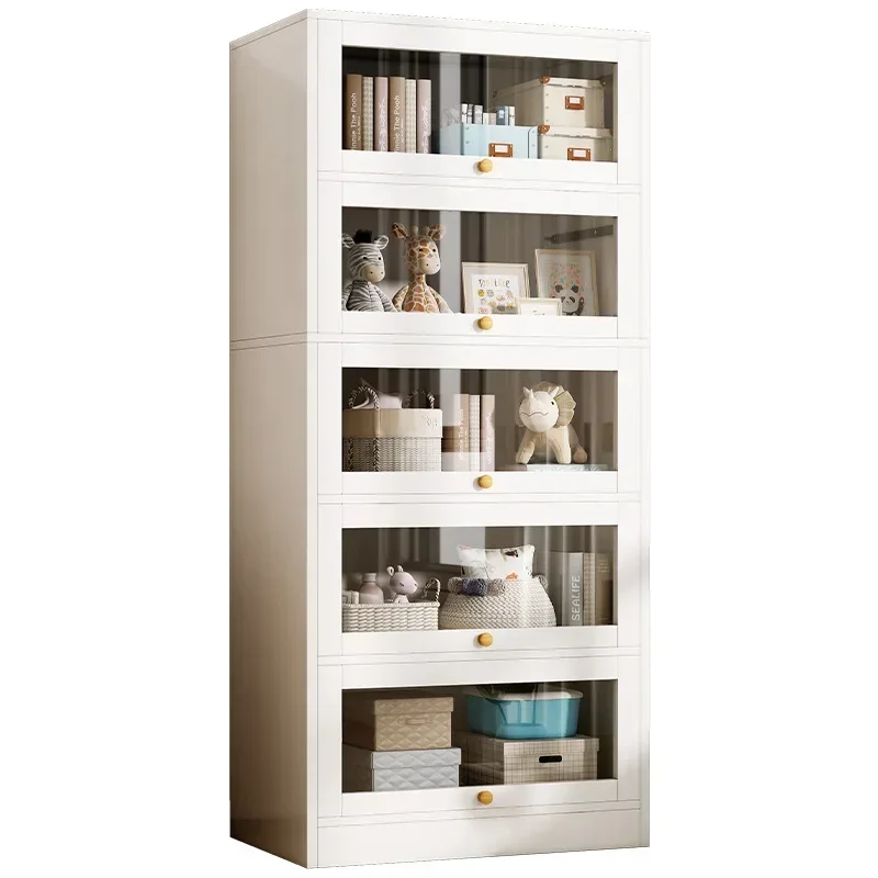 Modern Bookcases Floor Living Room Cabinet Dust-proof Imitation Glass Door Shelf Library Display Bookshelf Home Storage Cabinets - view 5