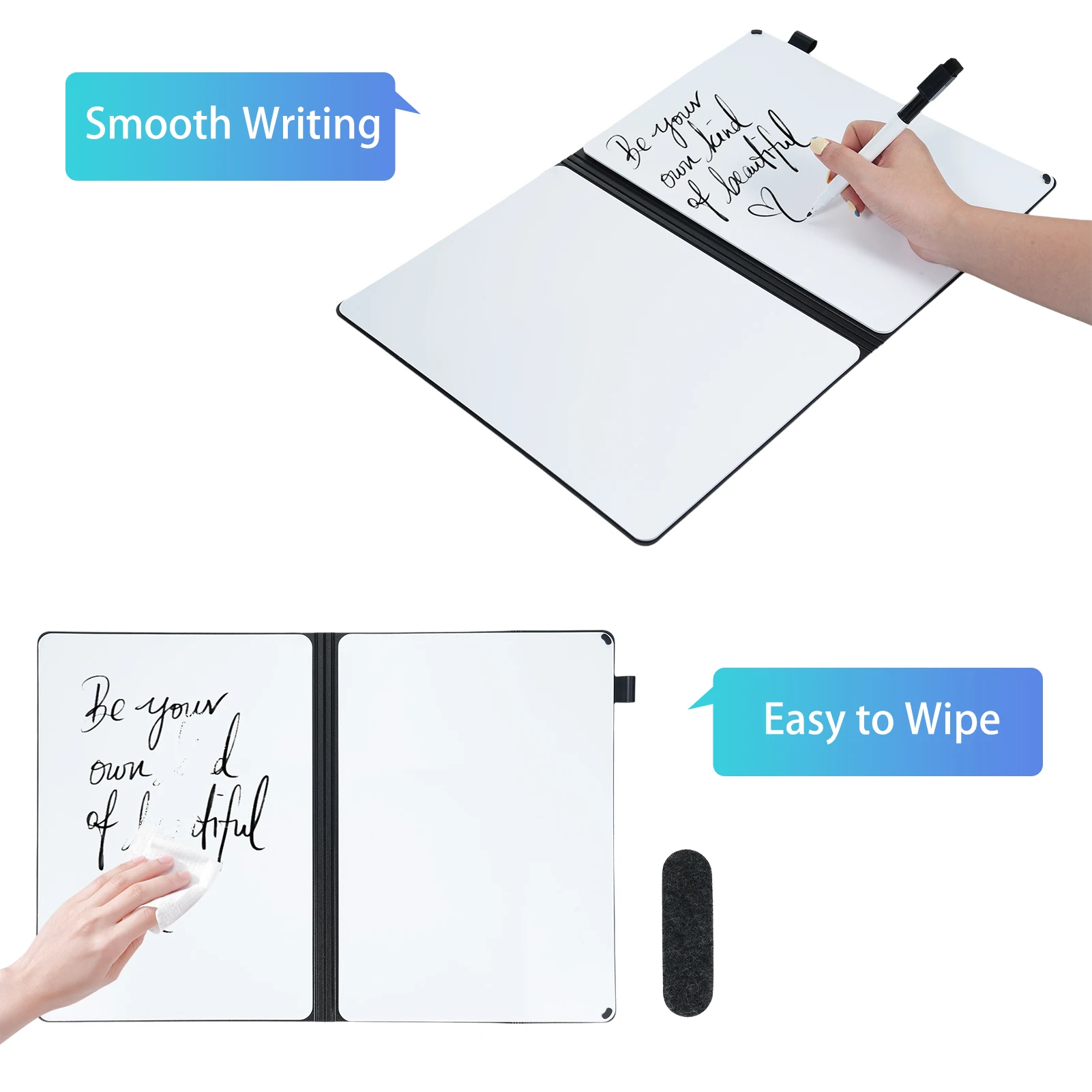 Double Sided Dry Erase Boards A5 Whiteboard Portable Writing Board with Marker & Foam Eraser For Students Home School Education
