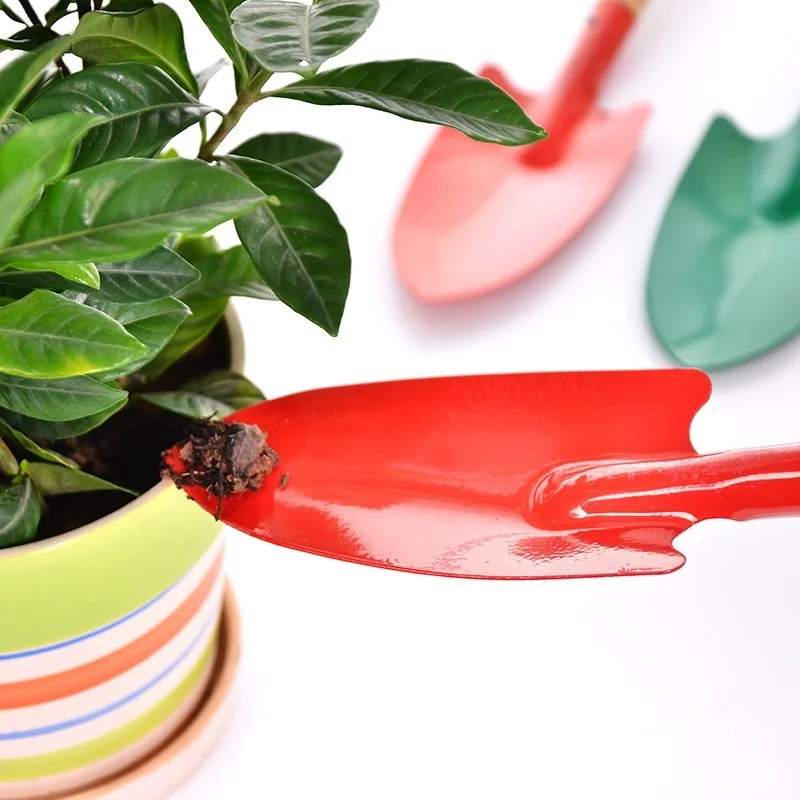Pala de jardín pequeña, pala de mano con mango de madera, pala multifuncional para plantar plántulas, herramientas de aflojamiento de suelo
