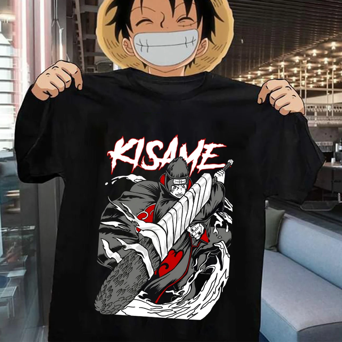 

Men's and Women's NARUTO Anime Cotton Printed T-Shirt Naruto Gale Black Short Sleeve T-Shirt Summer