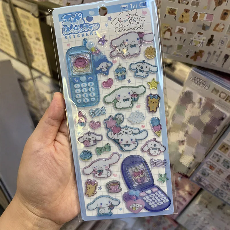 

Kawaii Cinnamorol 3D Relief Crystal Sticker Cute Retro Mobile Phone Sticker Student Diy Ccd Scrapbook Journal Friend Gift Toy