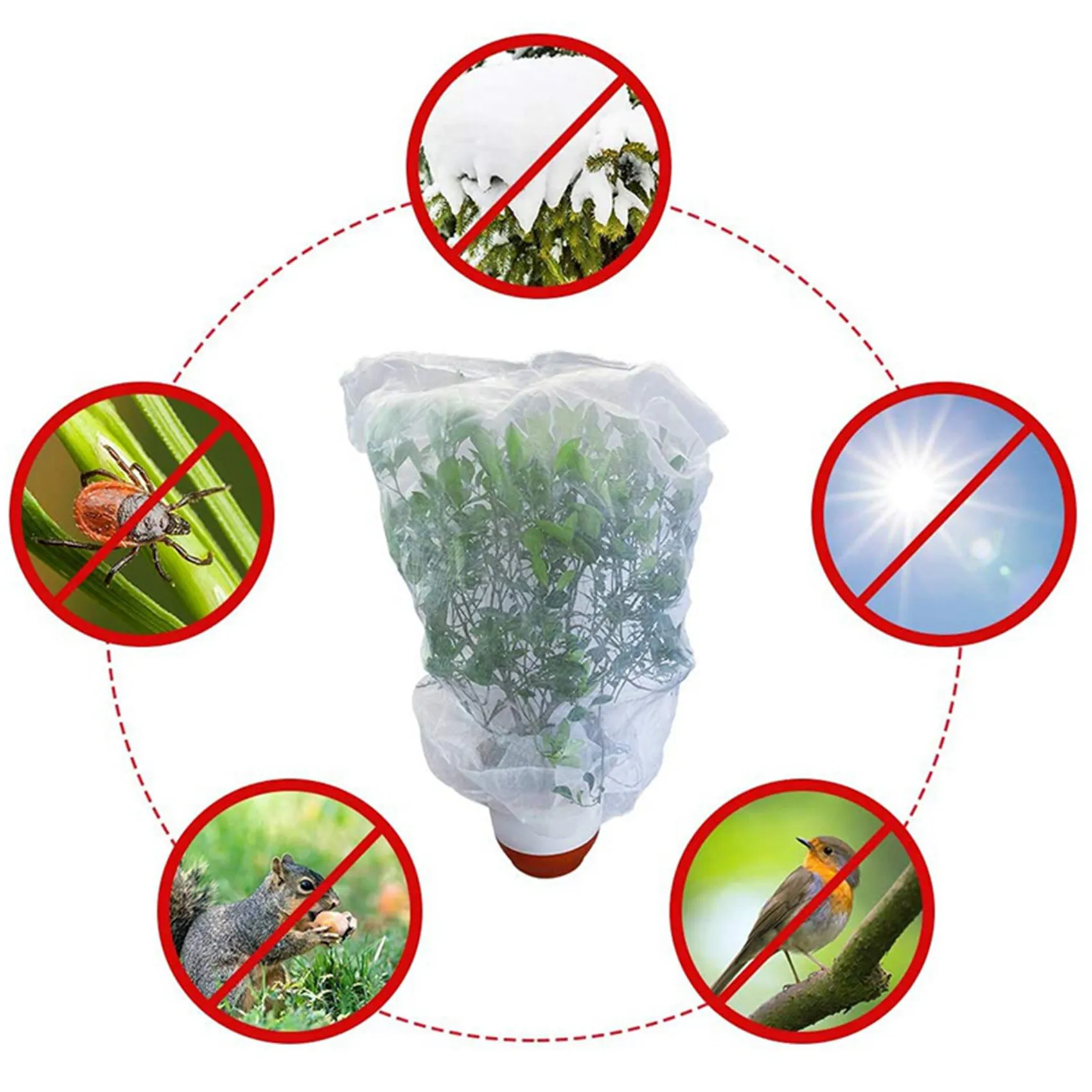 

AB35-10 Packs Of Garden Plant Protection Nets With Rope, Tomato Protective Cover Garden Plant Isolation Bags For Vegetable