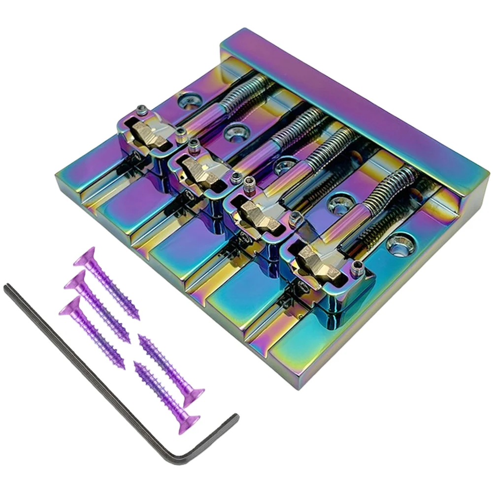 Zinc Alloy Bass For Bridge Designed for Four String Guitars with Brass Saddles and String Through Compatibility