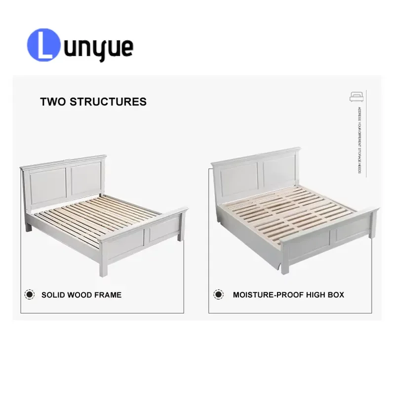 Solid Wood White Oak Single Bed 1.5m 1.8m Modern Simple Light Luxury American European Style Double Bed Frame for Bedroom