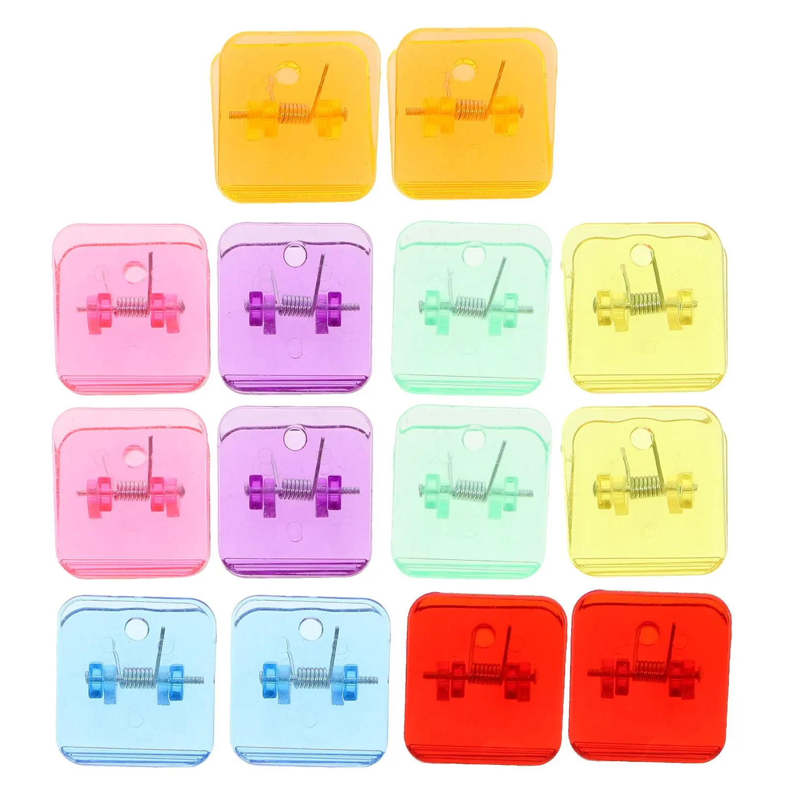 14 Pcs Transparent Colorful Clips Office School Supplies Paper Organizer Plastic Binder Multi Function Desk Accessories Simple