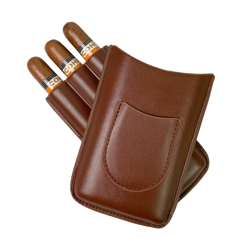 Boîte à cigares portable en trois parties avec coupe-cigares et étui à cigares inclus