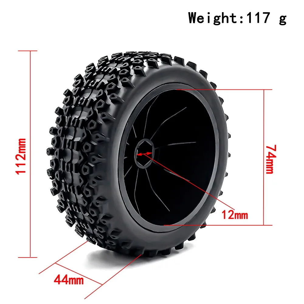 2 sztuk 112mm 1/10 krótki kurs ciężarówka opony koła z 12mm Hex dla Slash Arrma Senton HuanQi 727 Vkar 10sc Hpi Rc samochód