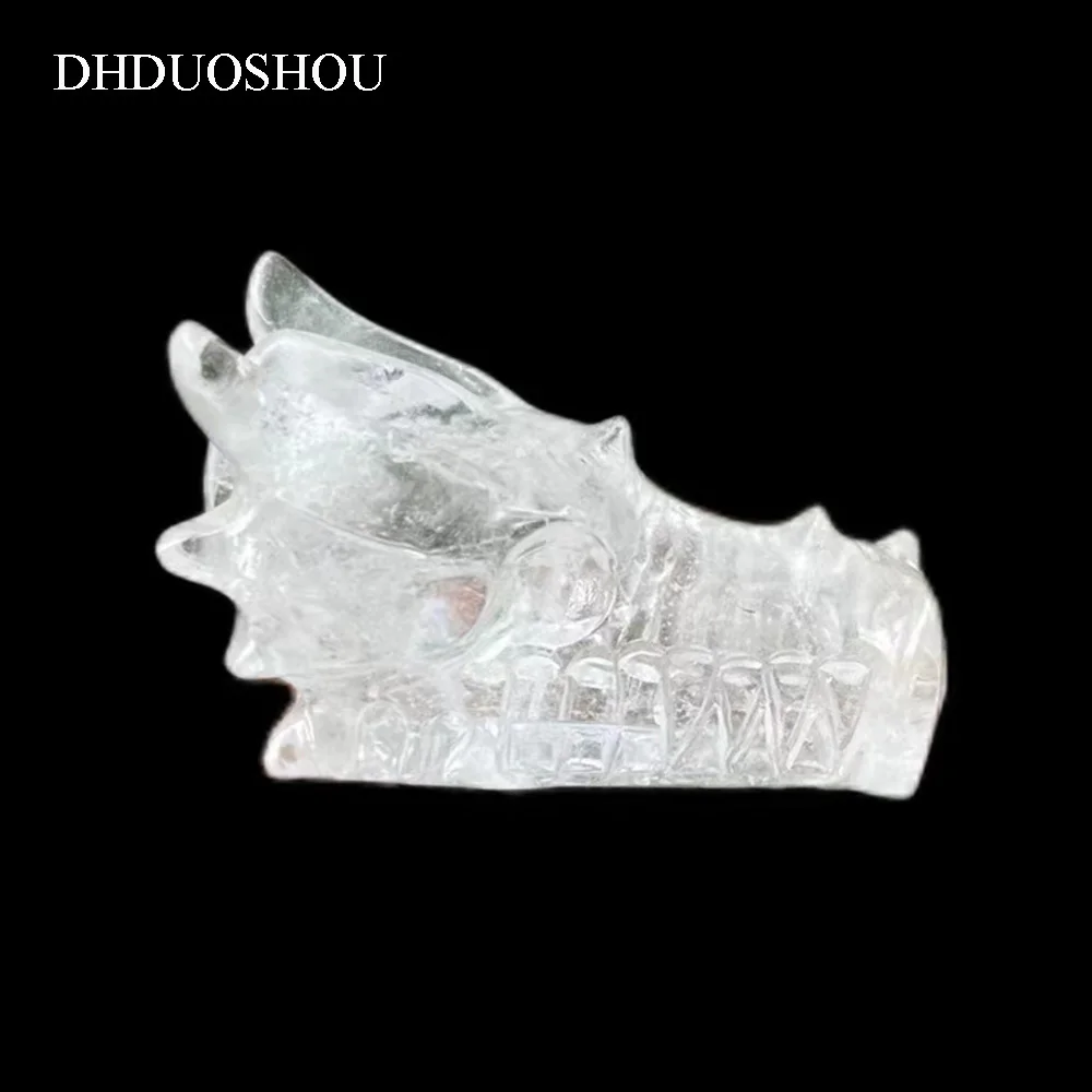 

Customized Natural Crystal Clear Quartz Dragon Head Skulls Hand Carved Reiki Healing Meditation For Gift Home Decor Fengshui