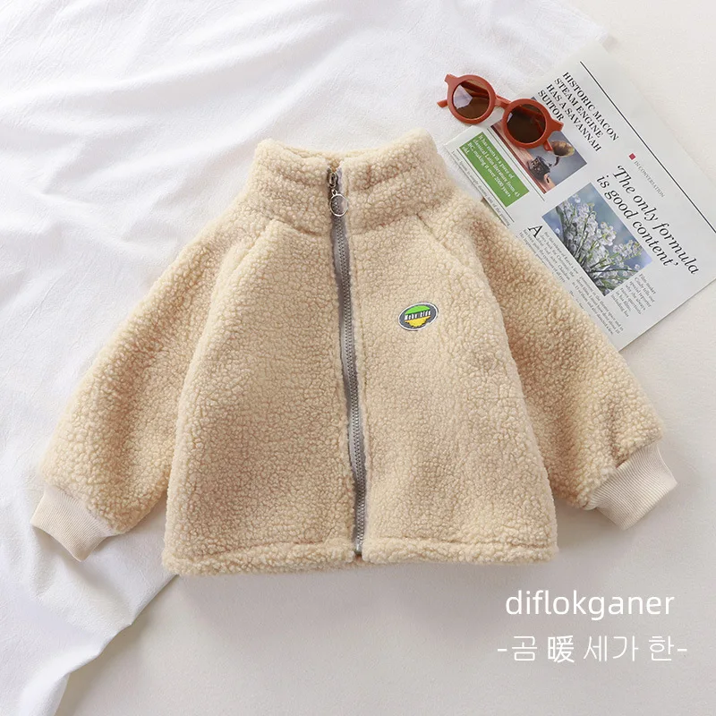 Children's lamb fleece jacket with fleece jacket for both men and women, autumn and winter new item for babies