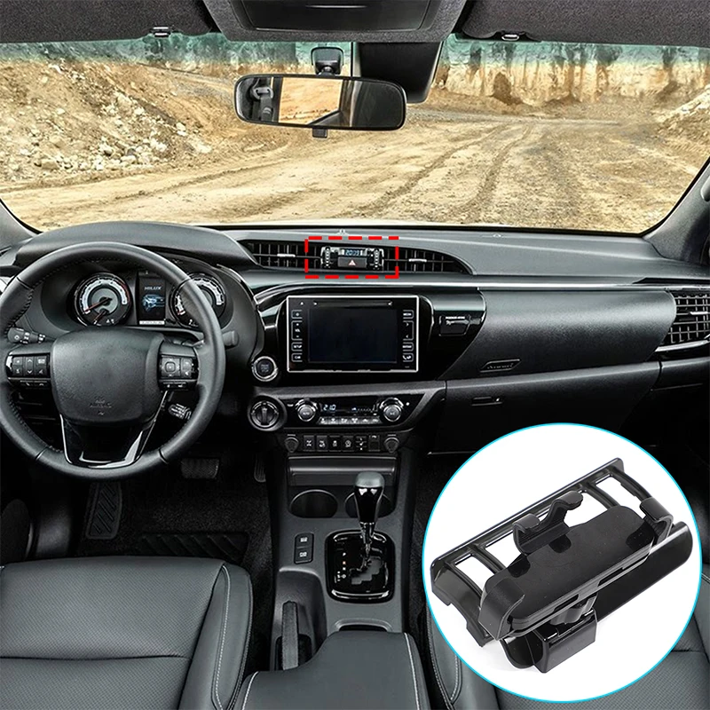 

1piece set ABS black For Toyota Hilux 2017-2023 car central control mobile phone holder car interior modification accessories