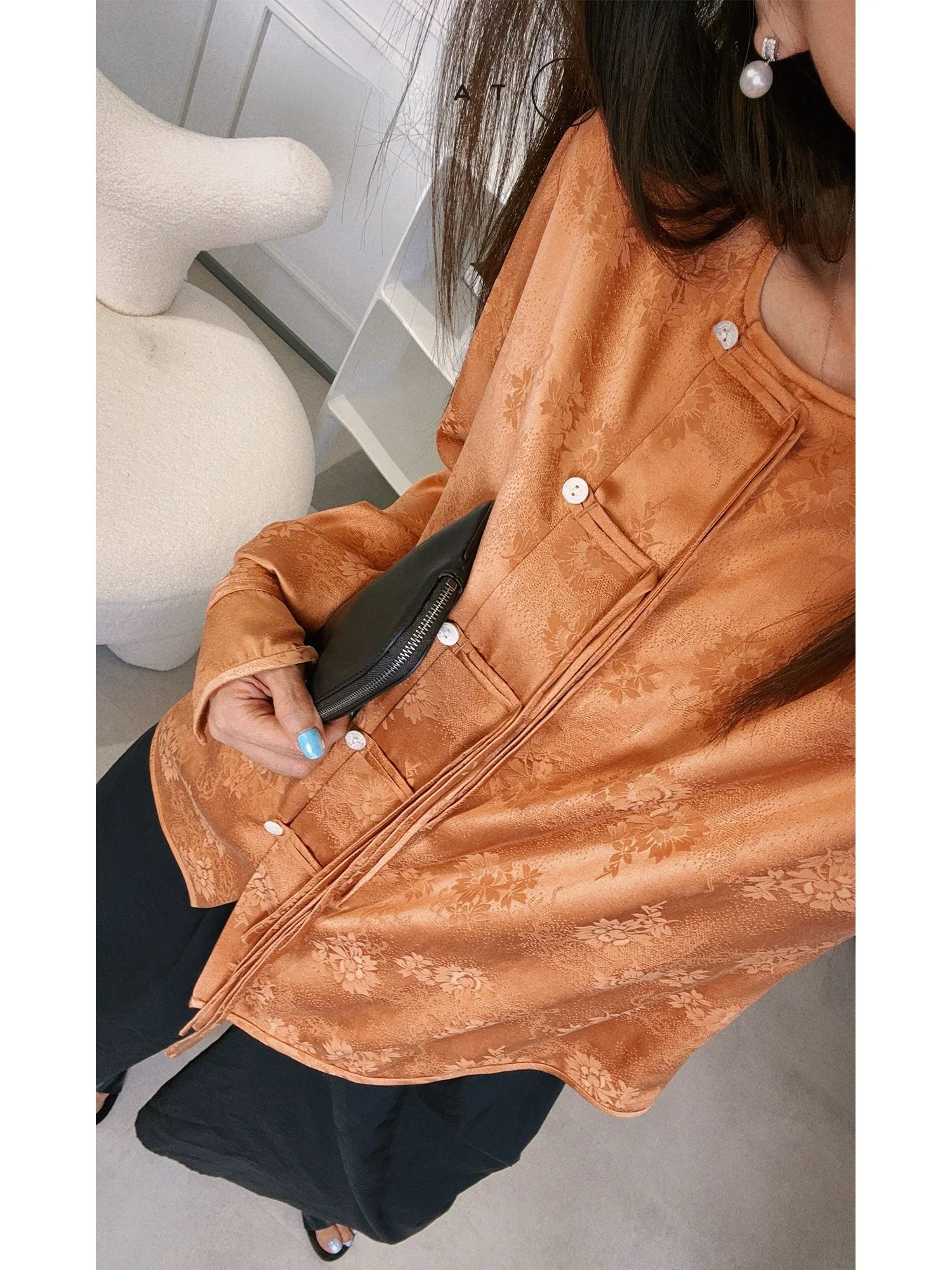 

New Chinese Sle Silk irt Tang Jialing Sister High Waist Commute Sle Baatone Women's Premium Faion