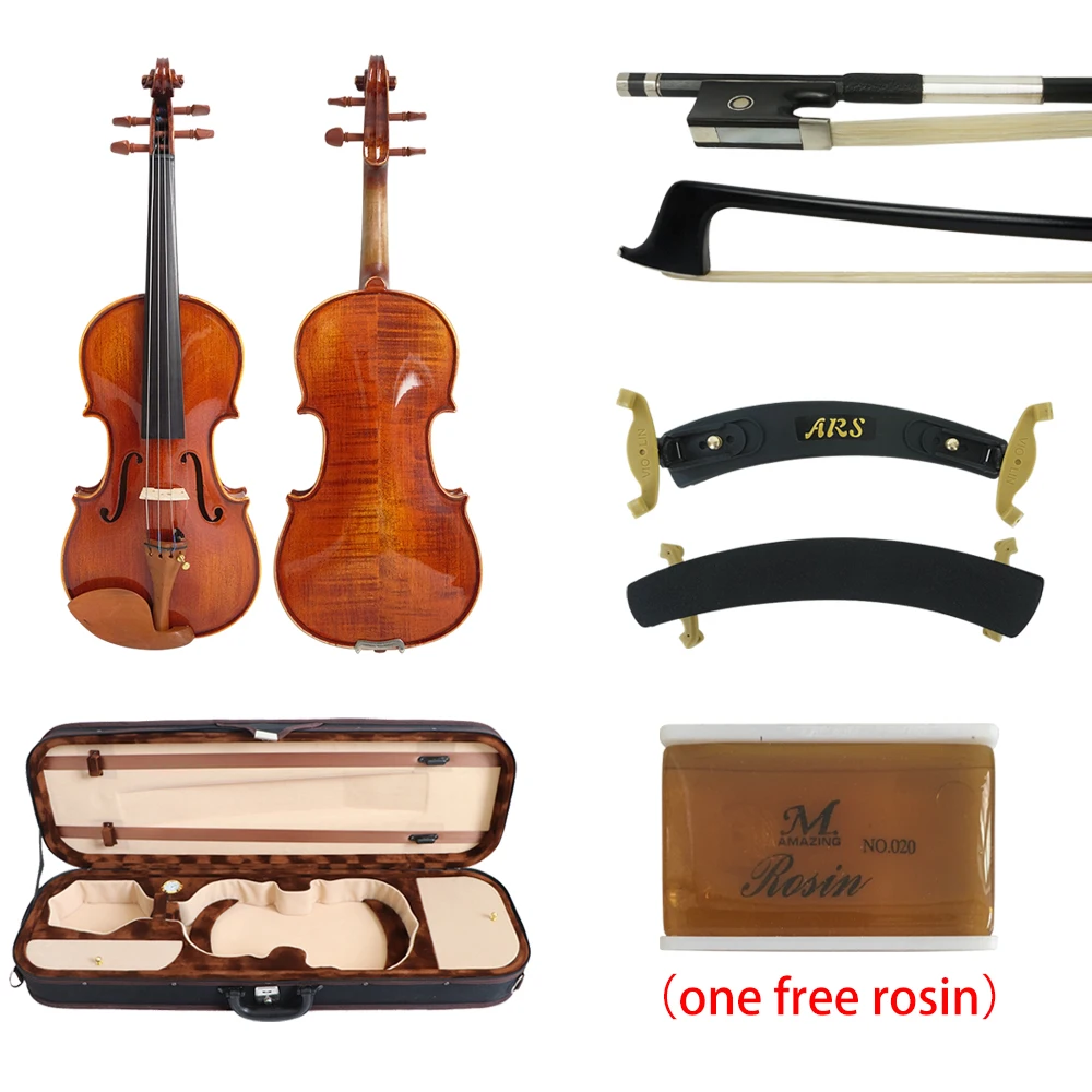 

High Quality Handmade Varnish Gloss Red Brown All Solid Advanced Violin With Jujubewood Parts Foam Hard Case And Brazilwood Bow