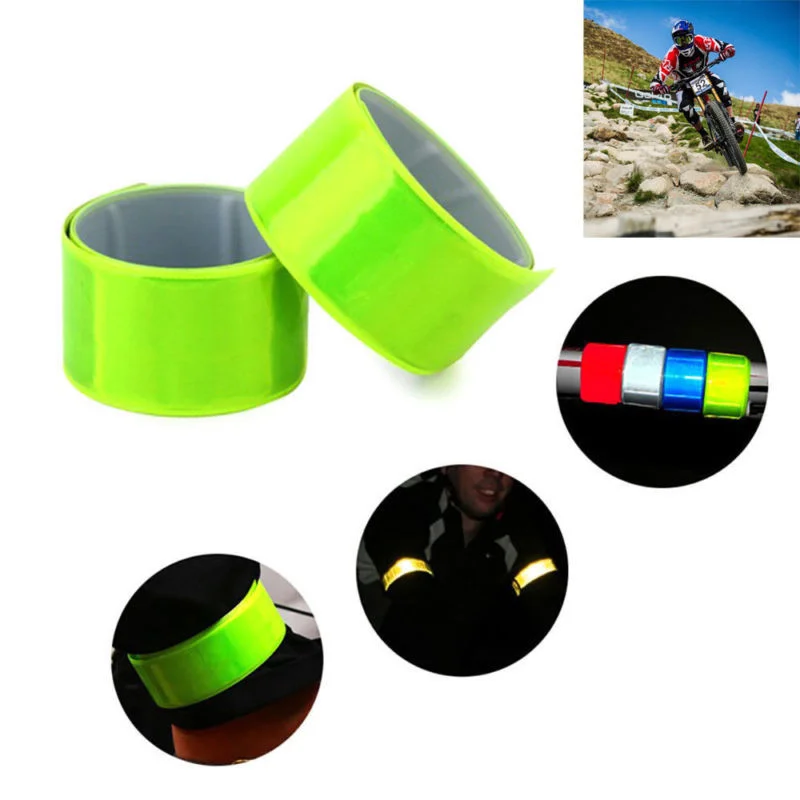 2Pcs 40CM Reflective Wristband Slap Band Bracelets Promotional Gifts for Man Woman Armband For Running Sports Safety visibility