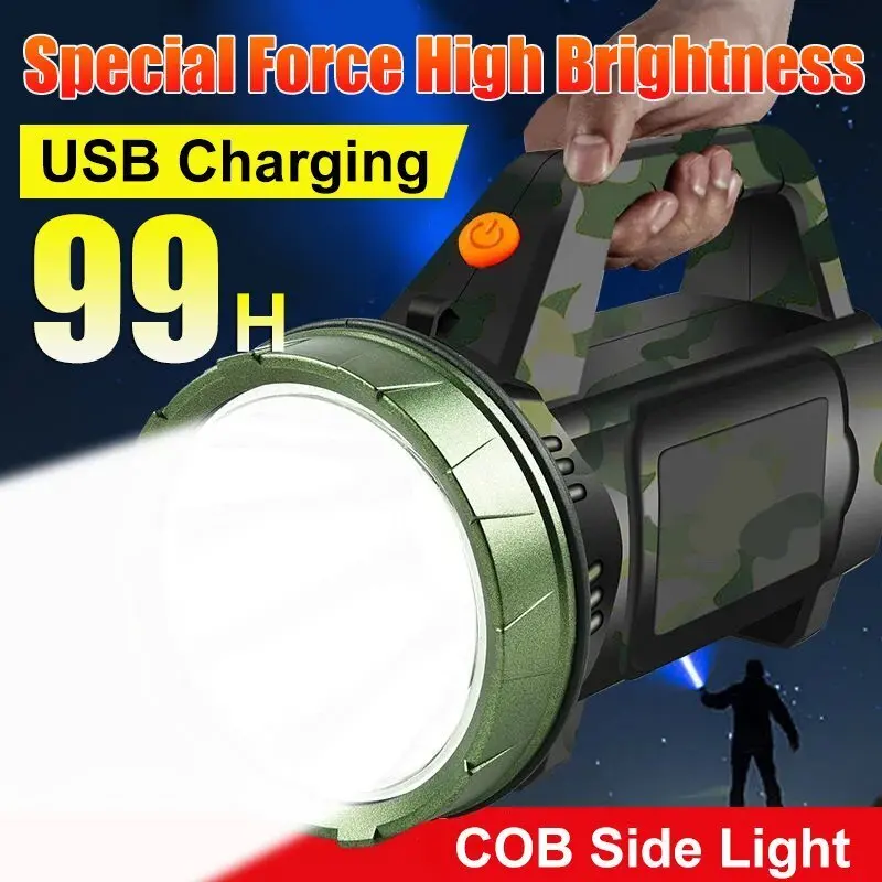 P50 strong light searchlight USB rechargeable outdoor waterproof long-distance shooting LED portable high-power flashlight