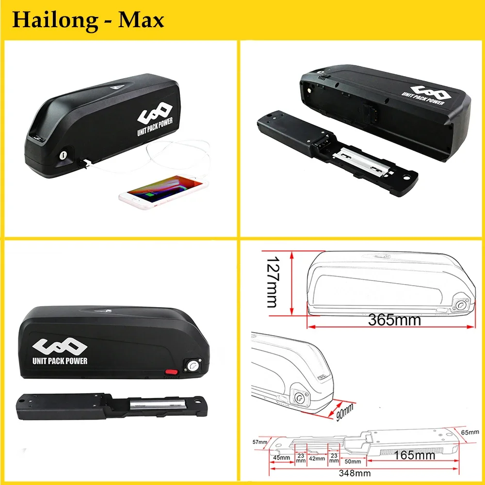 UNIT PACK POWER Hailong EBike Battery 21700 Cells 36V 28.8AH 48V 52V 20Ah do roweru elektrycznego 250W 350W 500W 750W 1000W 1500W