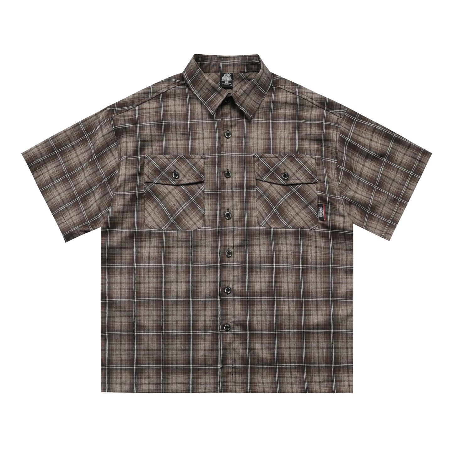 

West Coast Chicano Floral Loose Workwear irt Heavyweight Five-Quarter Sve Embroidered Youthful Sle Wear Resistant