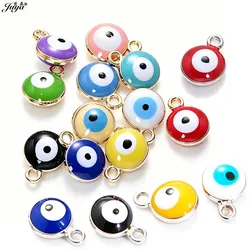 30pcs 10mm Classical Turkish Evil Eye Charm Pendants For Women Men Bracelet Necklace Earrings DIY Jewelry Making Accessories