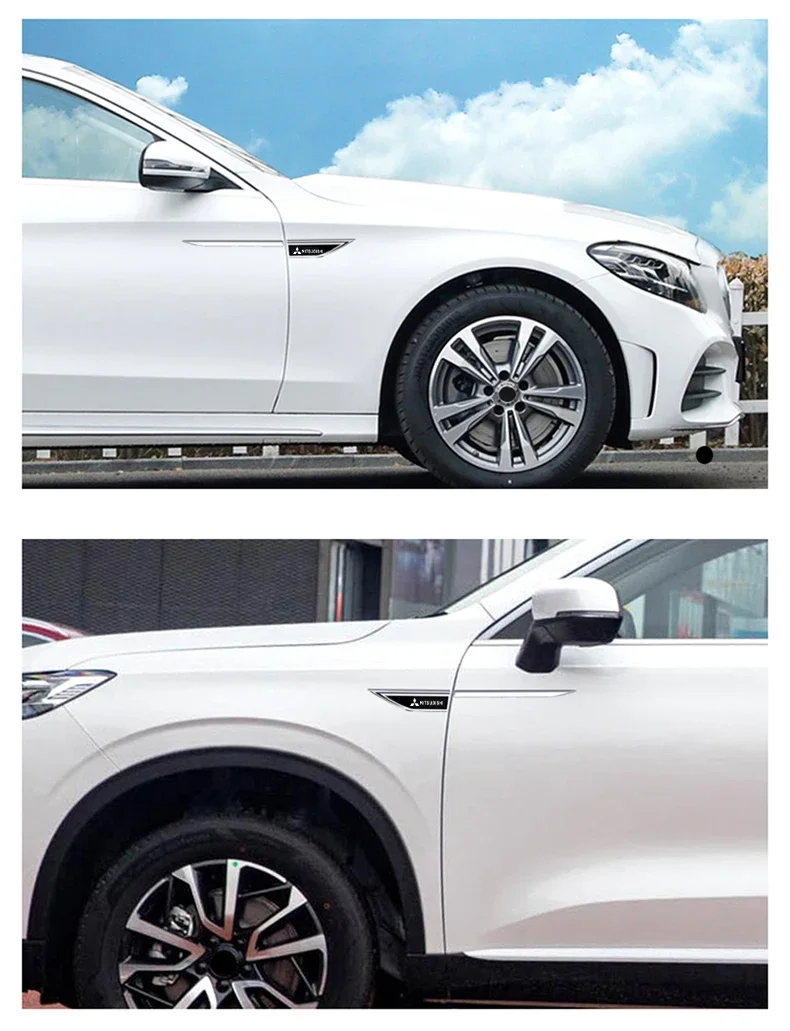 

25x3cm Waterproof Metal Car Body Side Sticker for Mitsubishi Outlander Lancer Pajero Exterior Decoration