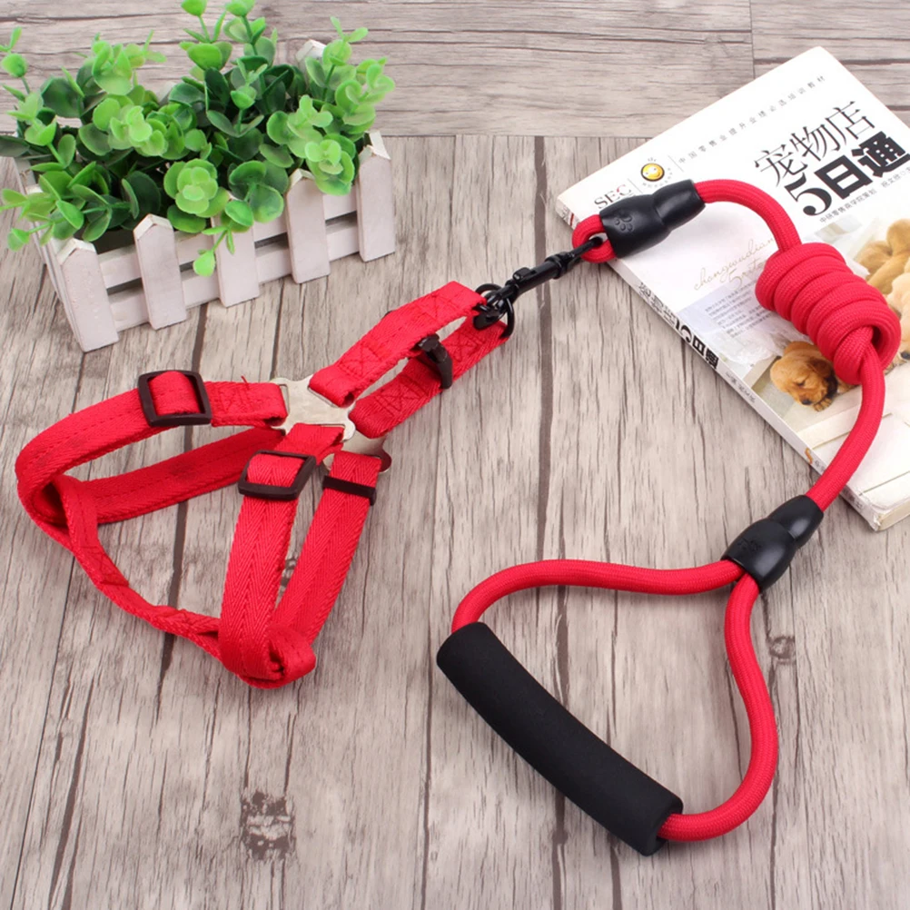 

3 Pcs/set Pet Supplies Collar Chest Strap Puppy Leashes for Small Puppies with Red