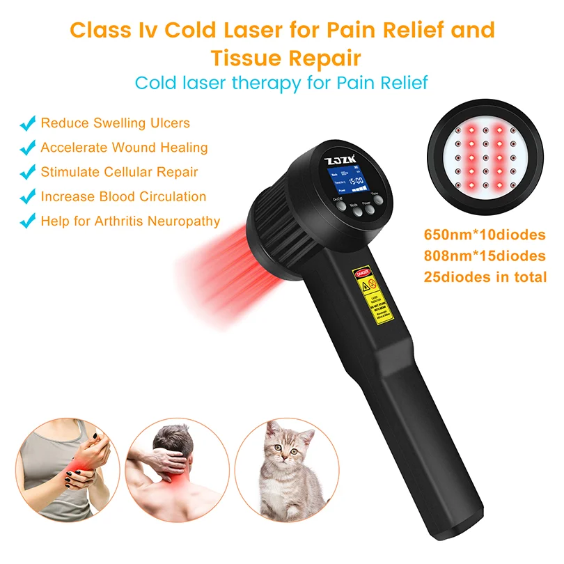 Best Cold Laser Therapy Device for Humans Home Use Foot Pain Healing Anti-inflammation Tissue Repair With 5W 15x808nm 10x650nm