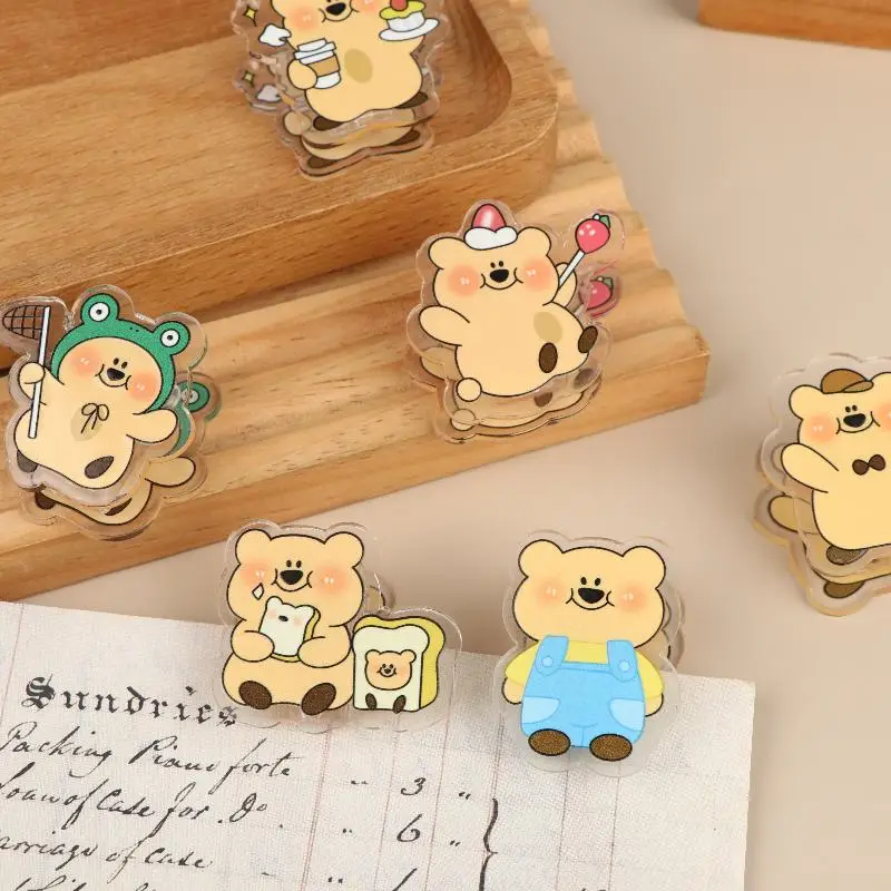 6Pcs Cartoon Bear Clips Cute Animal Decorative Clamps Portable Non-slip Bookmark Sealing Clips for Office School Home