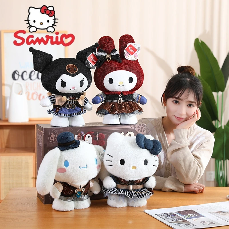 Genuine Sanrio Kuromi Doll Melody Cinnamoroll Hello Kitty Plush Toy Doll Gives Girl Birthday Gift Cute Plush Halloween Gift