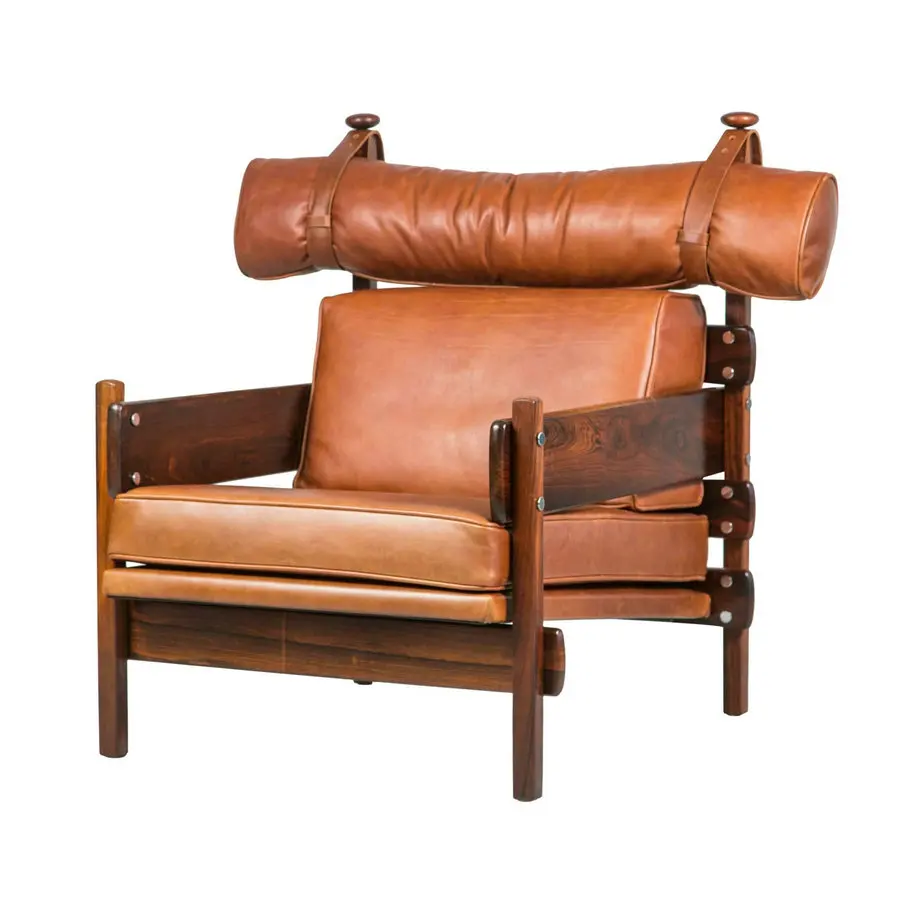 

#Nightclub Vip Furniture French Farmhouse Antique Wooden Armchair Scandinavian Cognac Leather Easy Lounge Accent Chair for Sale