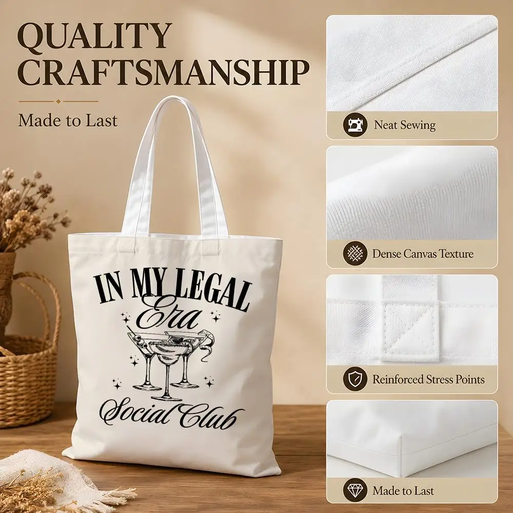 In My Legal Era Social Club Storage Bags Canvas Tote Bag Women Large Capacity Reusable Shopping Shoulder Bag Daily Handbag