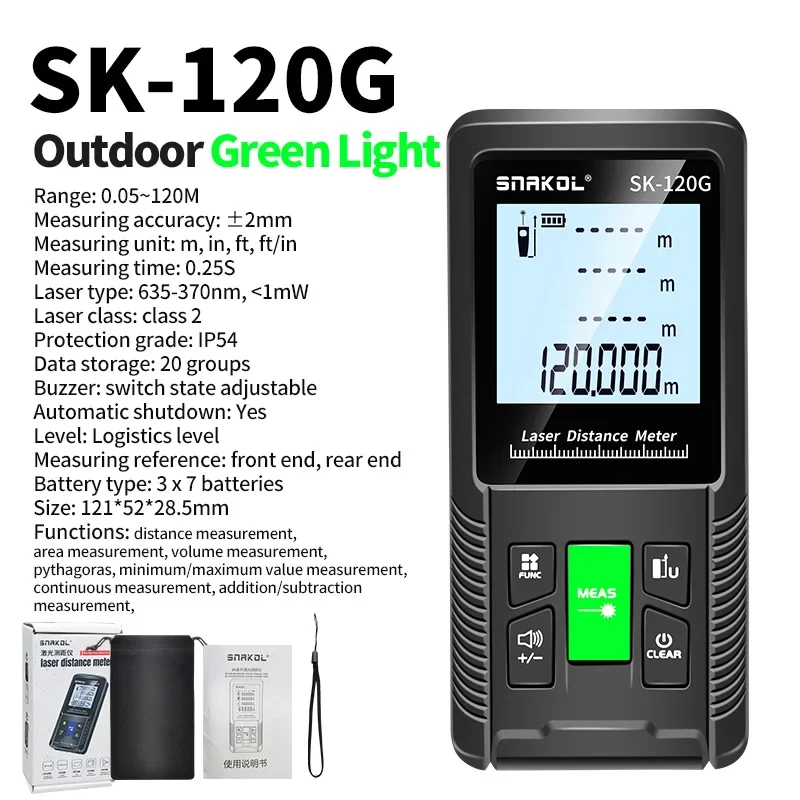 SNAKOL Laser-Entfernungsmesser - Digitales Messgerät 40m/50m/70m/100m/120m Distanzmesser Entfernungsmesser