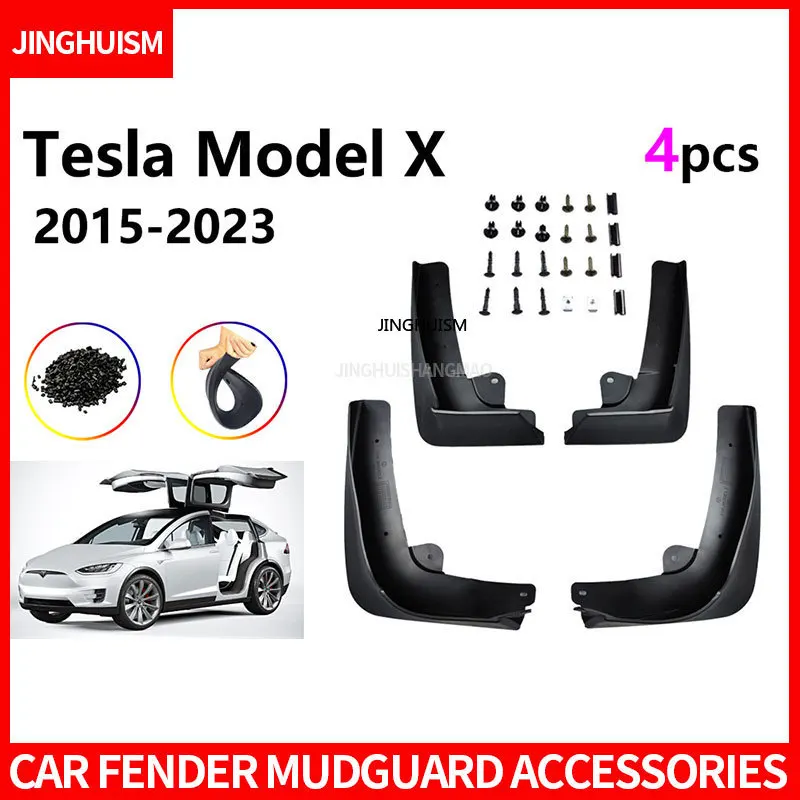 Mudguards FOR Tesla Model X 2015-2023 Automotive For Fender Mudguard Vehicle Exterior Decor ABS Material Protective Accessories