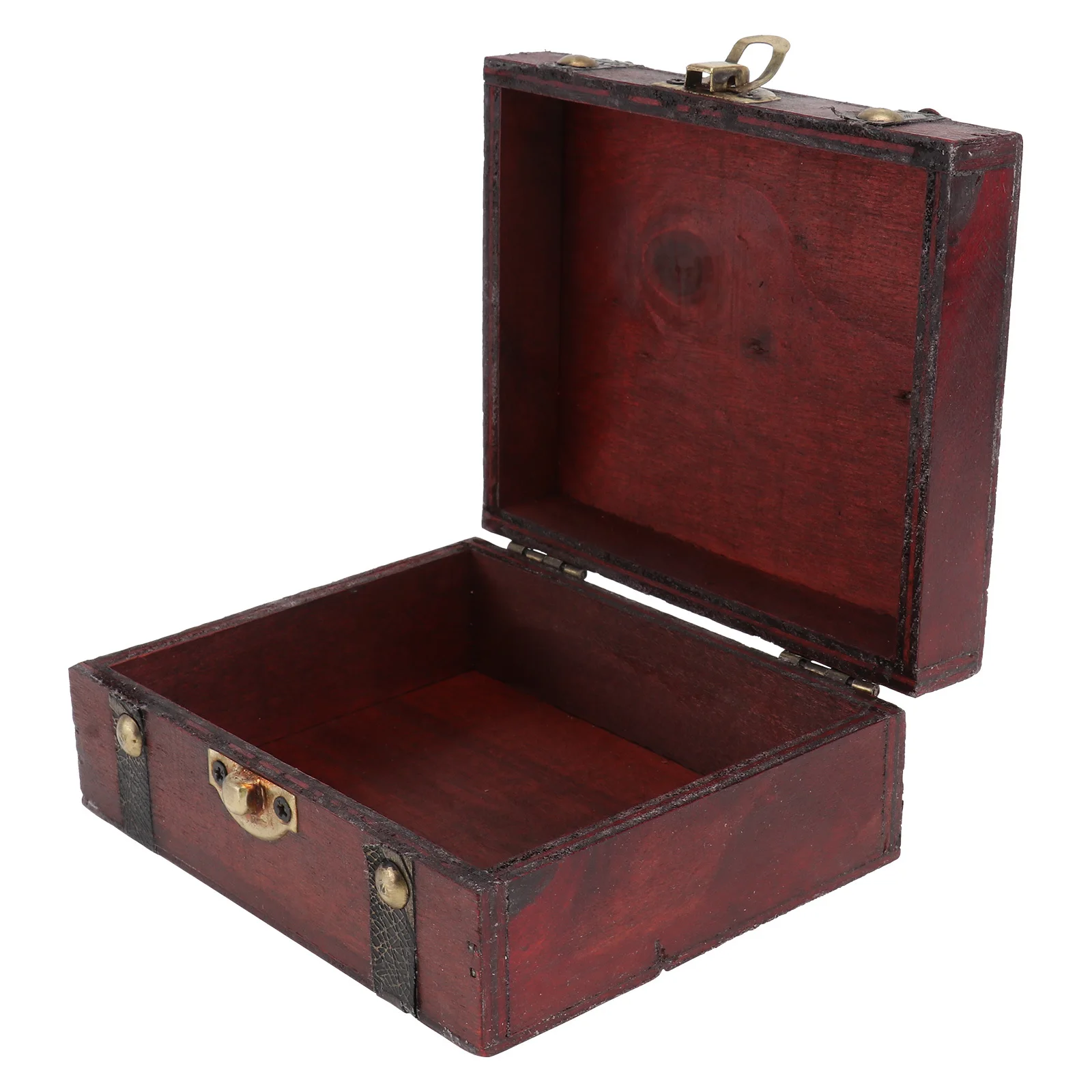 صندوق تخزين المجوهرات الخشبية العتيقة نمط الزهرة الذهبية الجبهة مشبك معدني قفل المنظم الحال بالنسبة لخواتم الأقراط ديكور