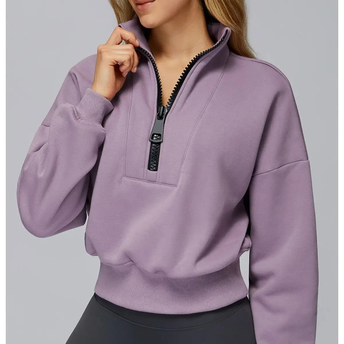 

Осенне-зимняя спортивная толстовка с воротником-стойкой, женская свободная ветрозащитная толстовка, теплый и универсальный повседневный спортивный топ для бега на открытом воздухе