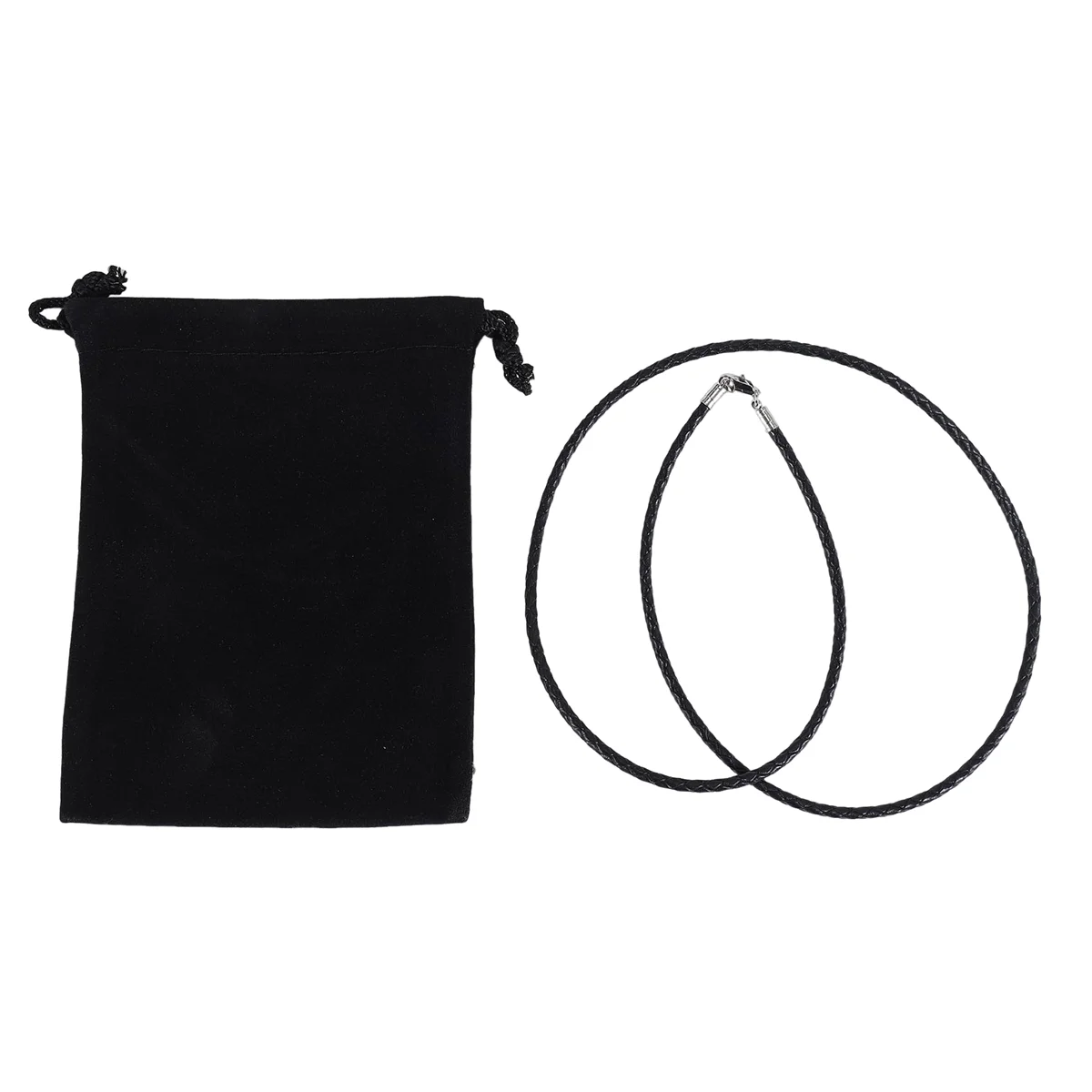 ABMO Jewelry Men's Necklace - 3mm Cord - Leather - Stainless Steel - for Men - Color Black Silver - With Gift Bag - 60cm