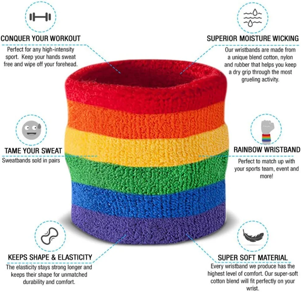 1Pair Sports Colorful National Flag Wrist Wraps Cotton Sweatband Wristband for Running Cycling Tennis Basketball Gymnastics Golf