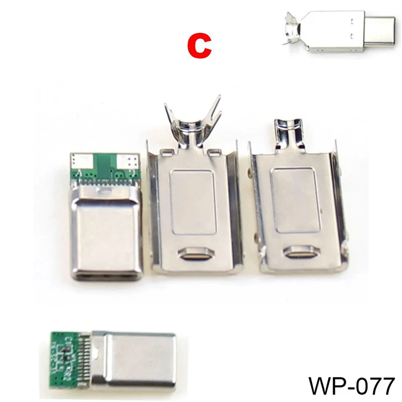 1-5PCS 24P Männlichen USB 3,1 Typ C Jack Ladestecker Schweißen USB-C 3 In 1 große Strom Stecker Mit Metall Fall Abdeckung Solder – Detail 5