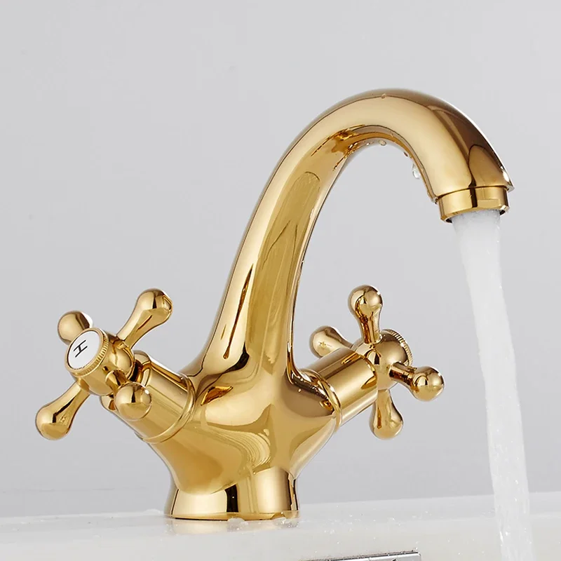 

Brass Bronze Double Handle Control Antique Faucet Kitchen Bathroom Basin Hot and Cold Water Mixer Tap Robinet Basin Faucets